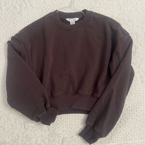 Athleta Chocolate Brown Cropped Crewneck Top